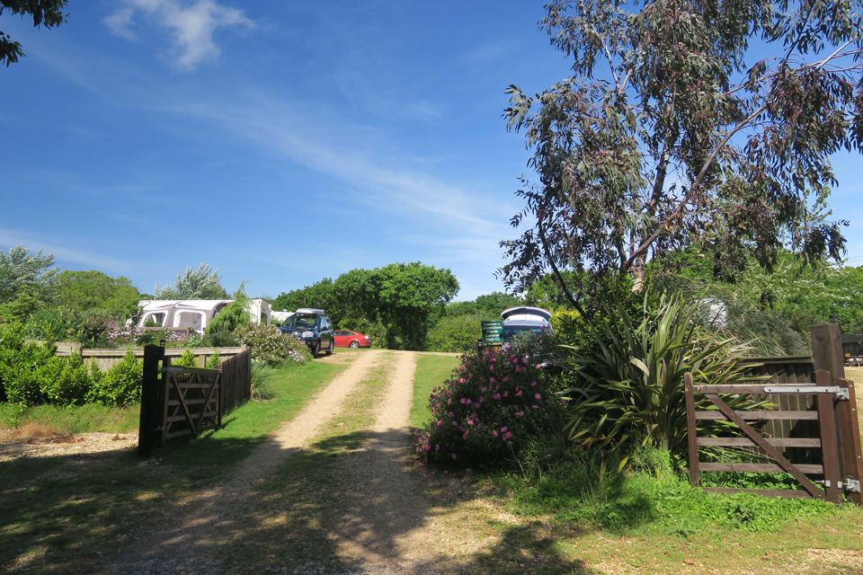 Track into the caravan pitches