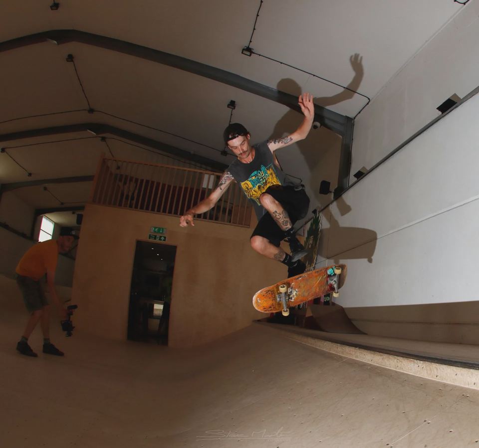 Indoor skatepark in the barn