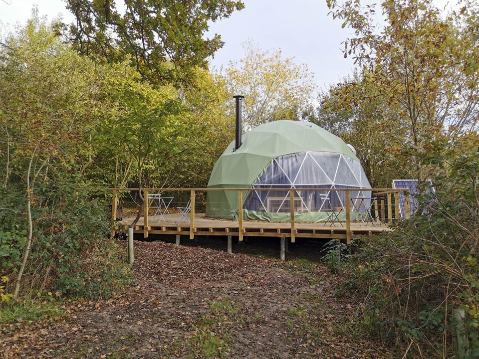 Geodesic dome on its decking