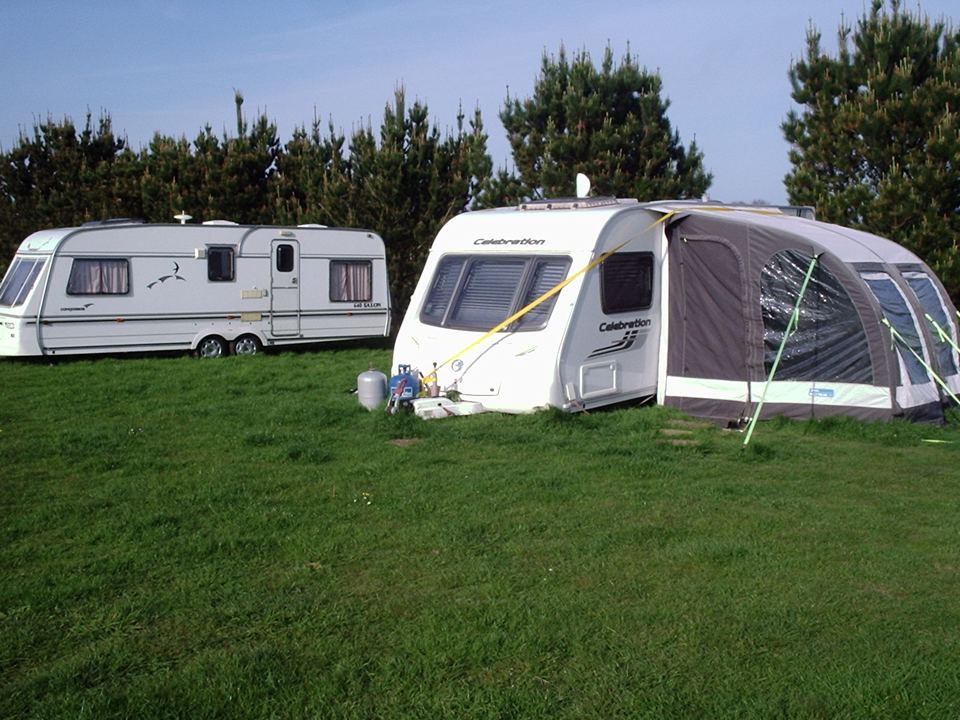 Caravans on the grass field