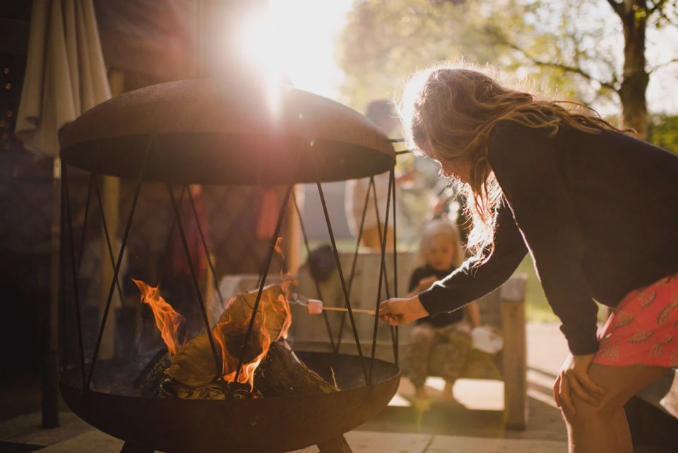 Toasting by the fire pit