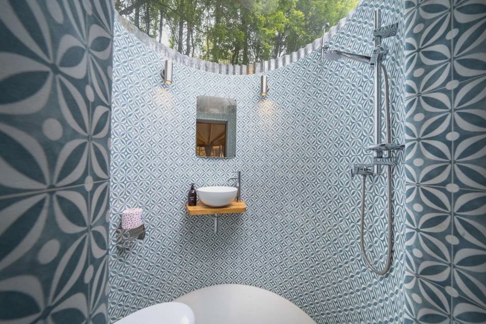Tiled walk-in shower