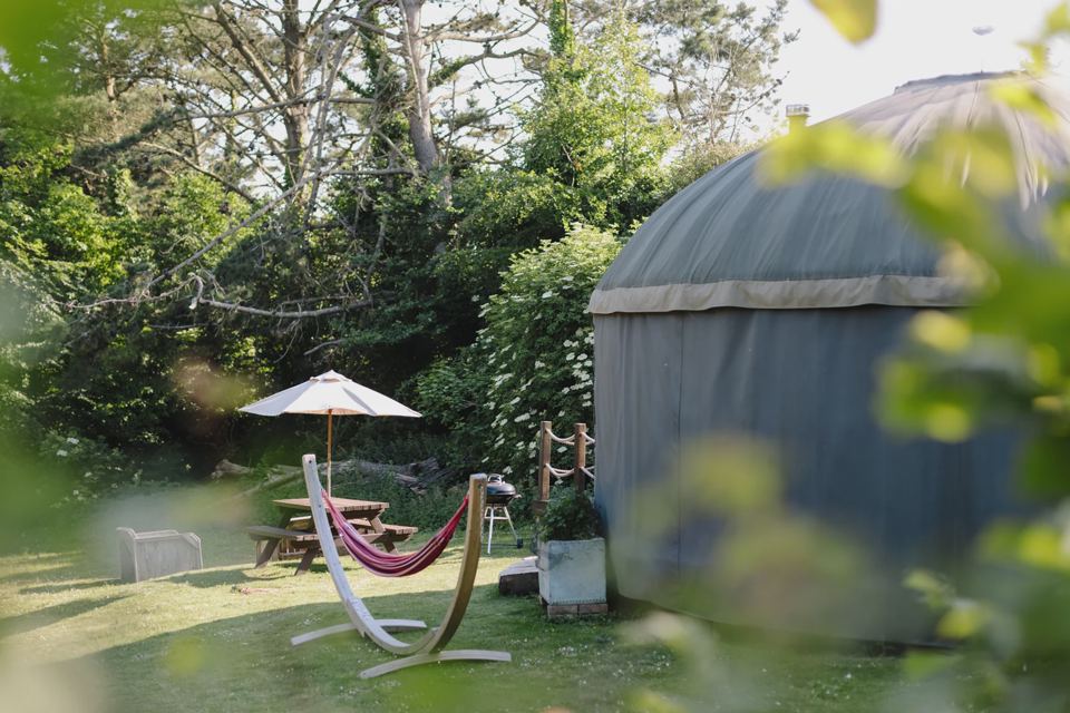 Yurt with hammock and parasol