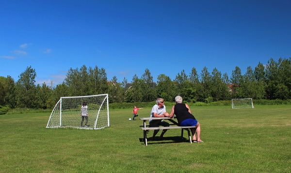 Football goals on the sports field
