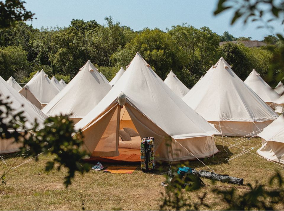 Bell tents in the boutique field