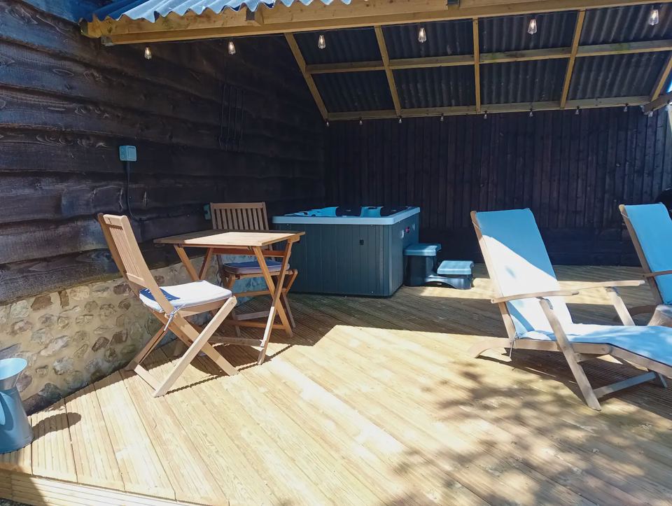 Loungers beside the hot tub