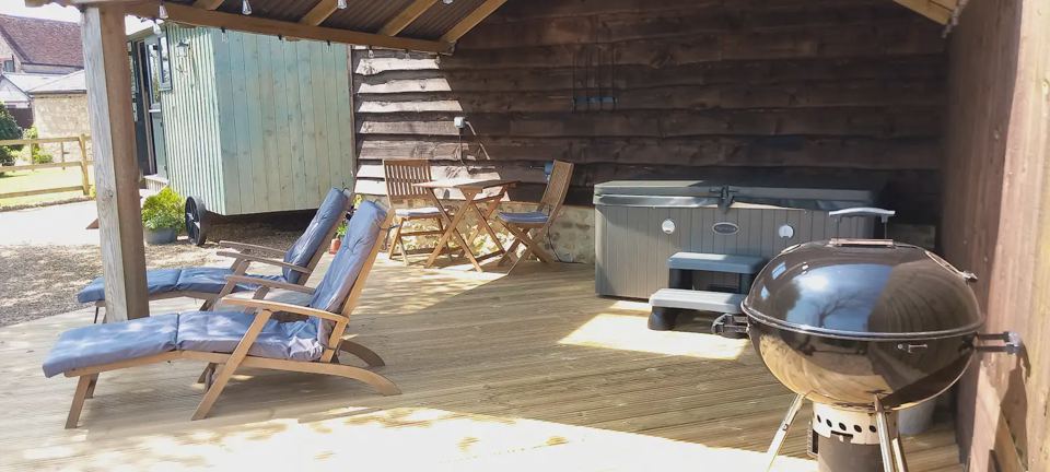 Covered BBQ and seating area