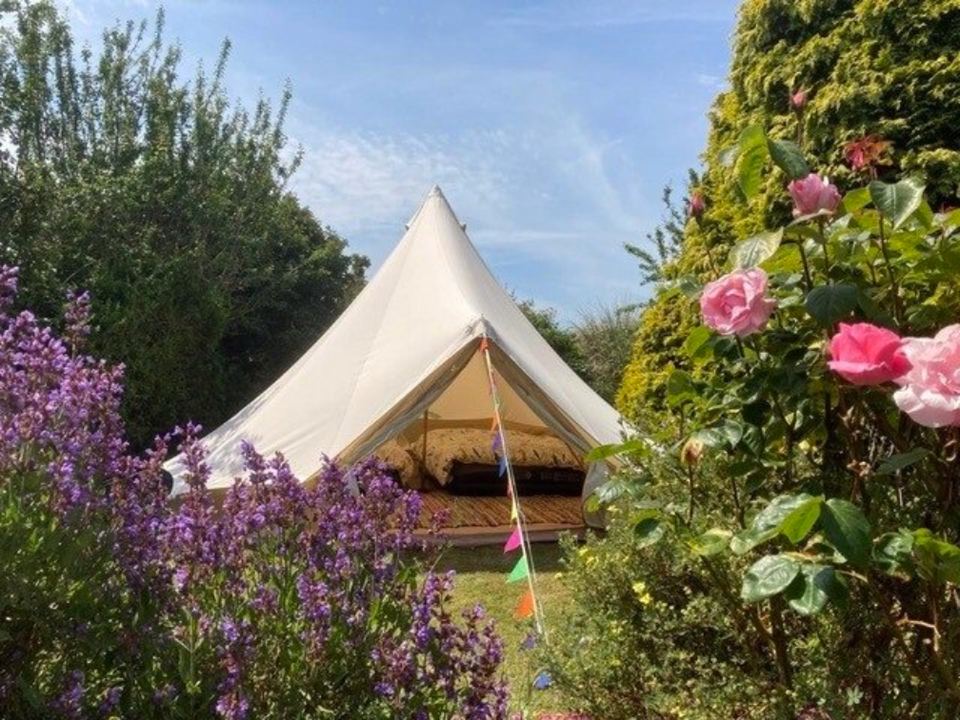 Bell tent in the garden