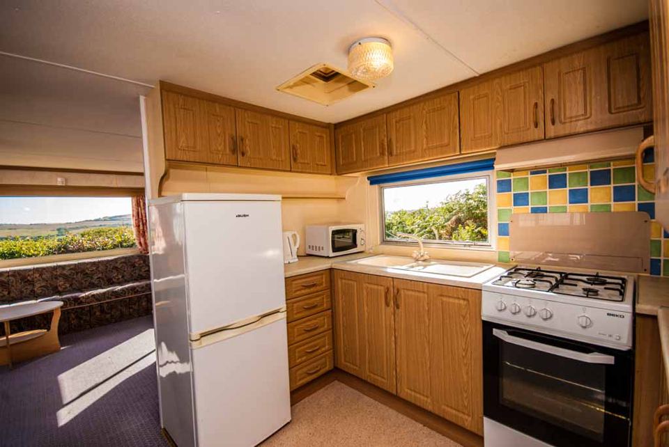 Caravan kitchen with gas cooker