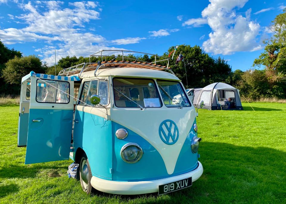 VW campervan on the field
