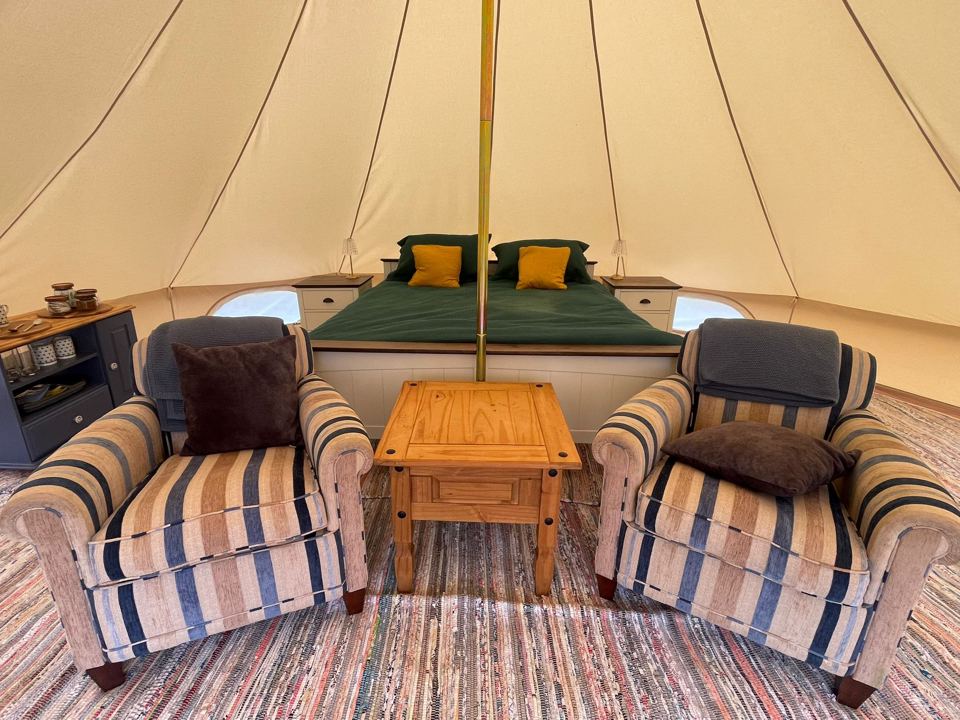 Bell tent with double bed