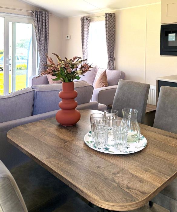 Dining area in a caravan