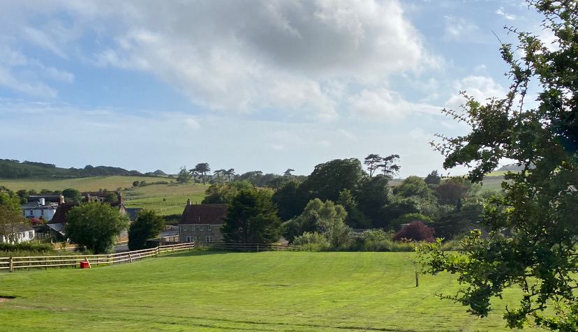 Camping field with downland view
