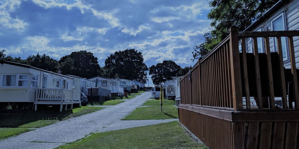 Row of caravans along the path