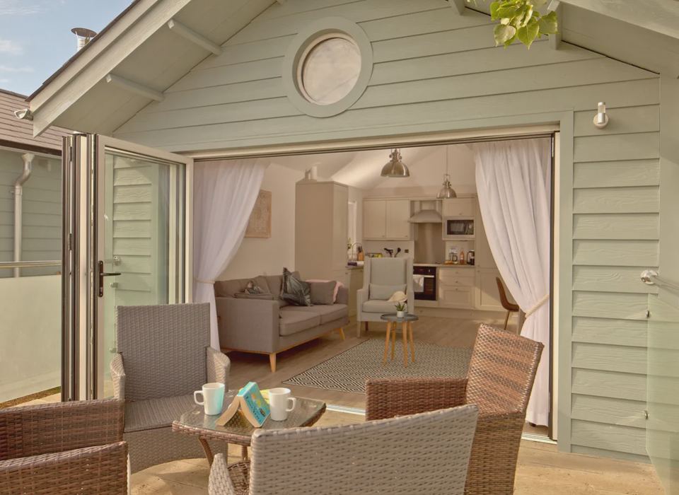 Beach lodge with doors open