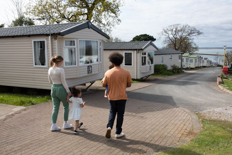 Static caravans along the park road
