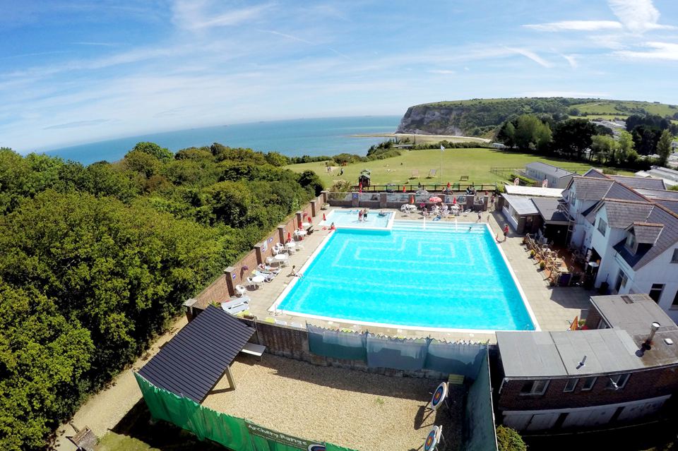 Outdoor pool above the bay
