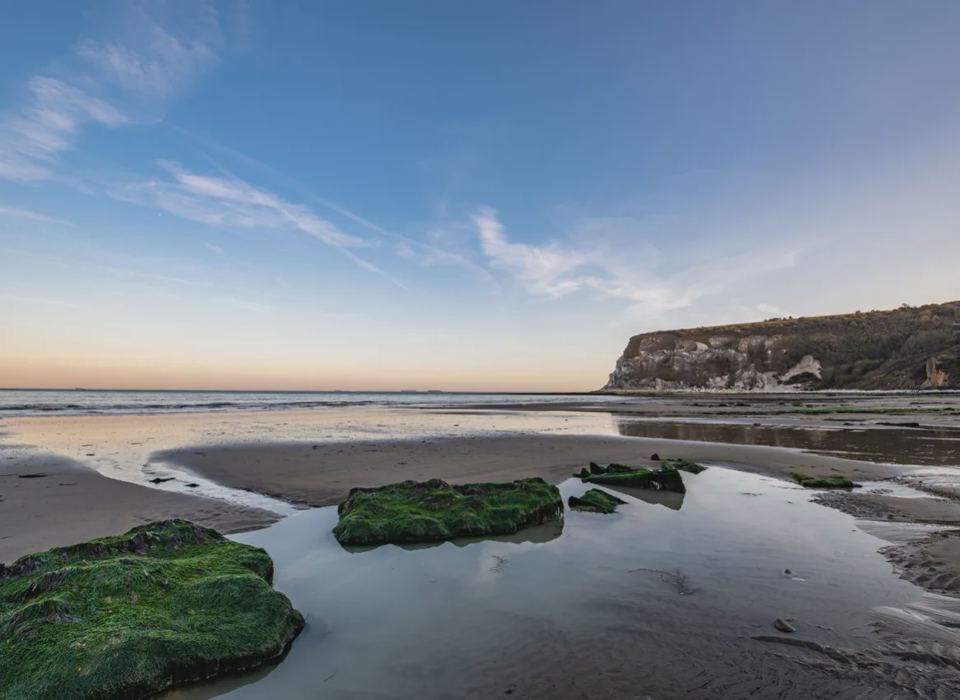Whitecliff Bay beach at low tide