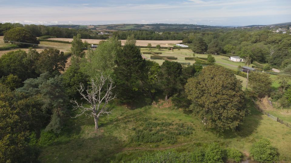 The farm and fields from above
