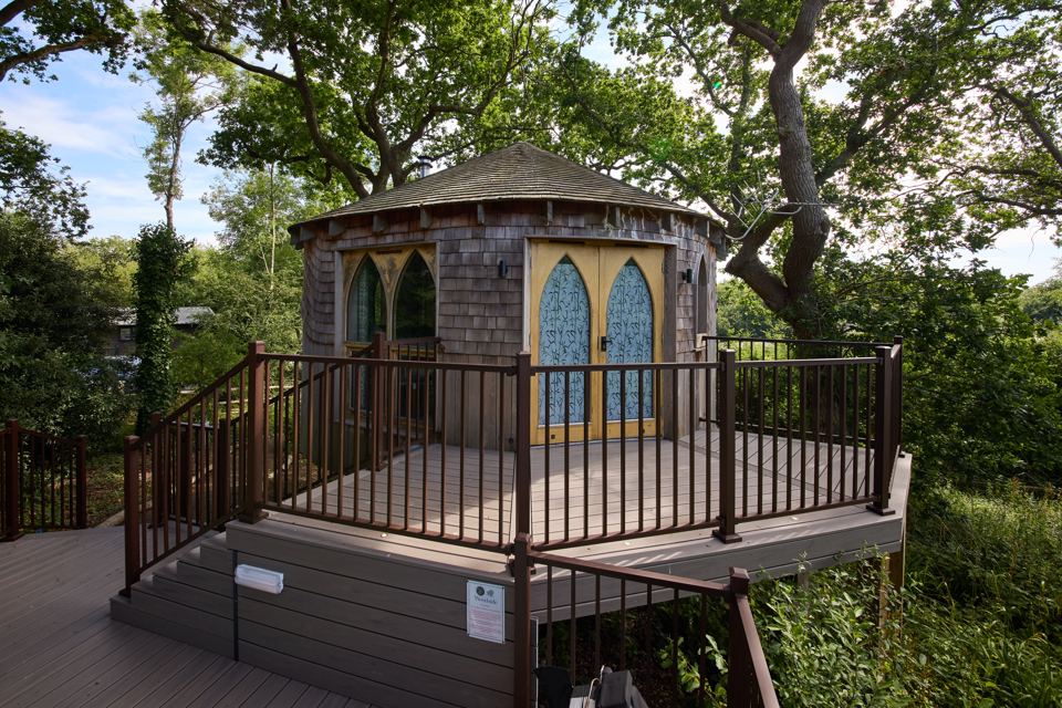 Treehouse deck in the woods