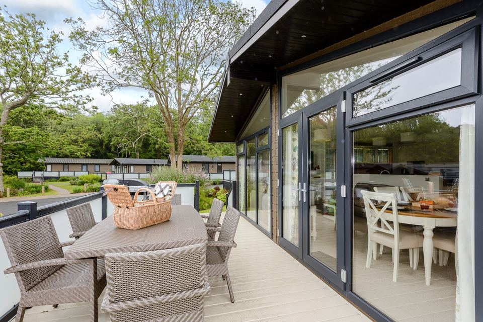 Lodge deck with dining table
