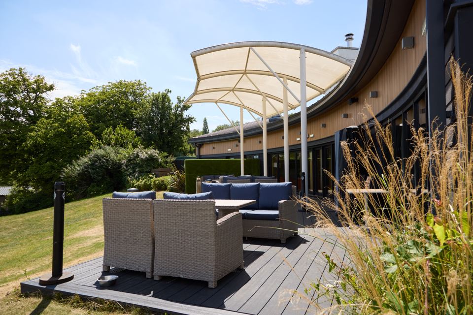 Clubhouse terrace with seating